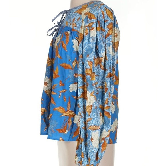 Ulla Johnson Blue and Brown Floral Blouse size 4 - Picture 8 of 8